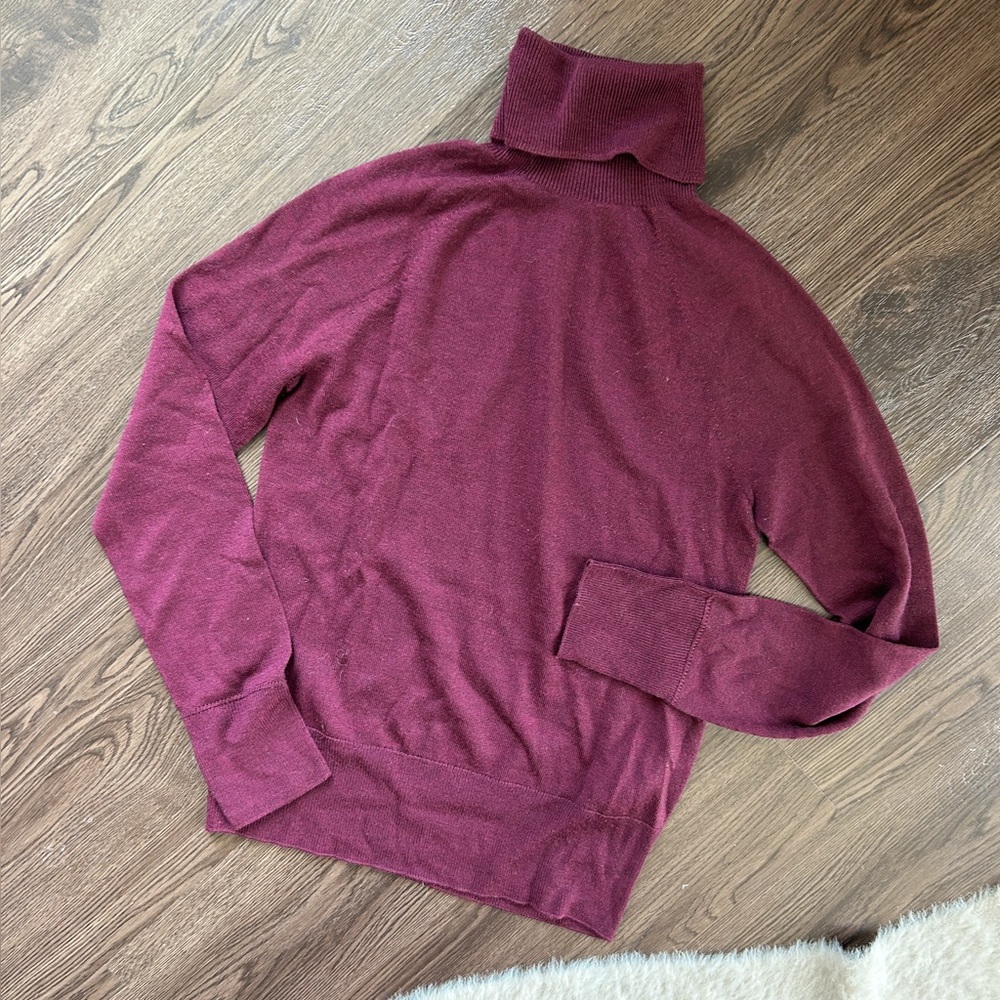 Banana Republic Burgundy Merino Wool Turtleneck Sweater